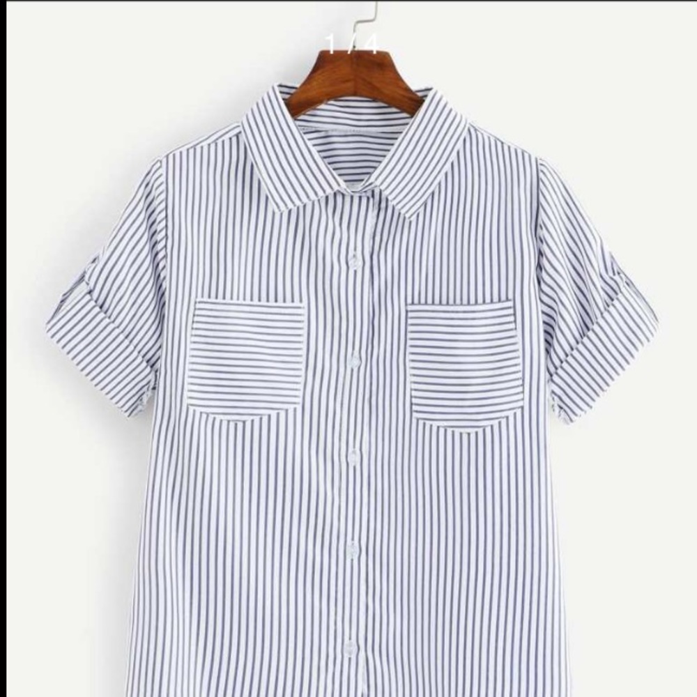Shein Button Down Striped Top